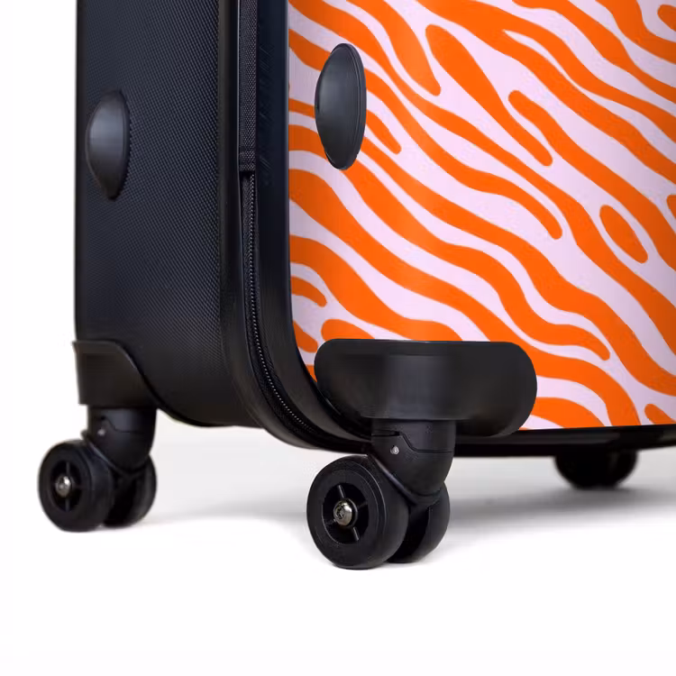Strepen - Dynamisch - Oranje NBS - Handbagage koffer - Volwassenen Unisex middel -achterkant