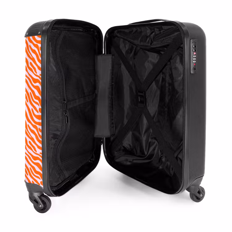 Strepen - Dynamisch - Oranje NBS - Handbagage koffer - Volwassenen Unisex middel -binnenkant