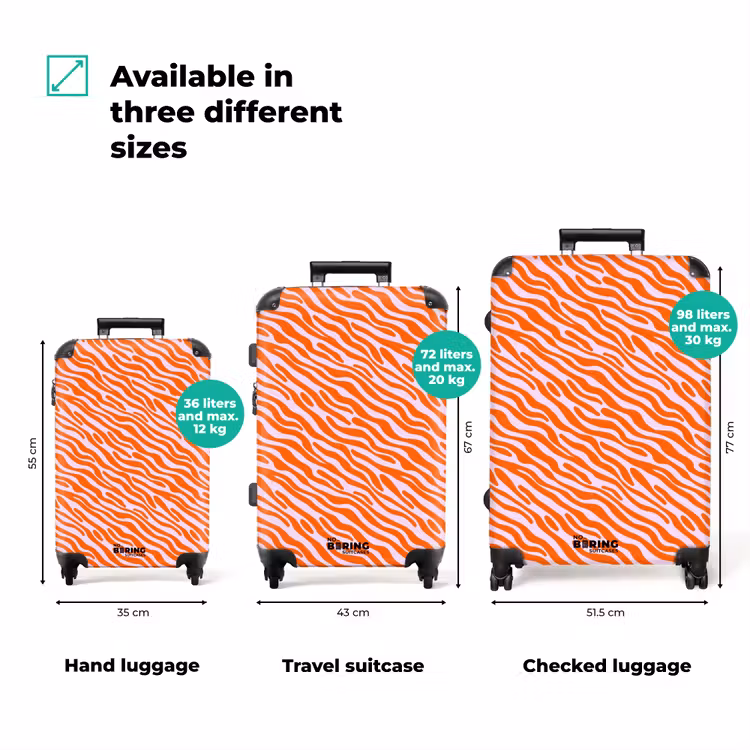 Strepen - Dynamisch - Oranje NBS - Handbagage koffer - Volwassenen Unisex middel zzzzzzVergelijking_3EN