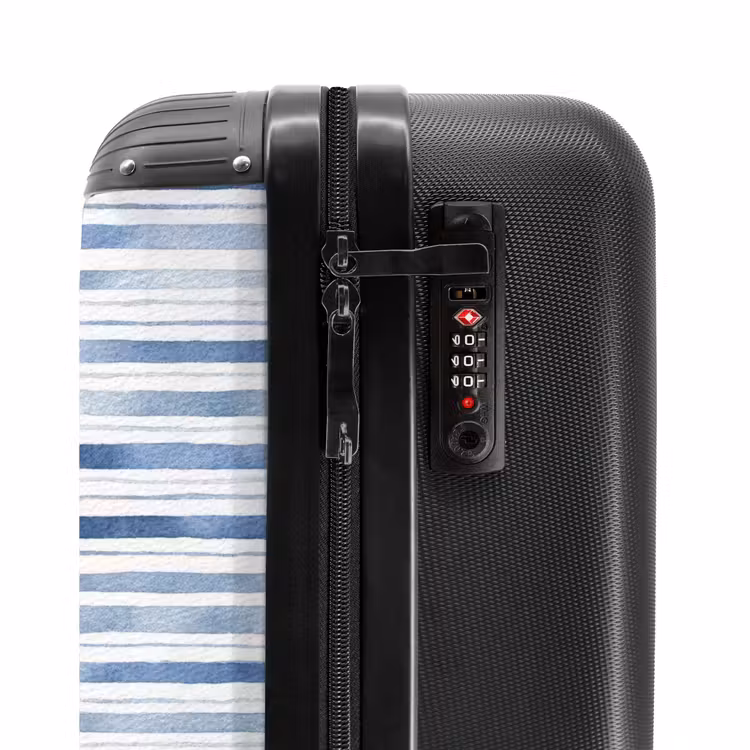 Strepen patroon blauw NBS - Handbagage koffer - Volwassenen Unisex middel -slot
