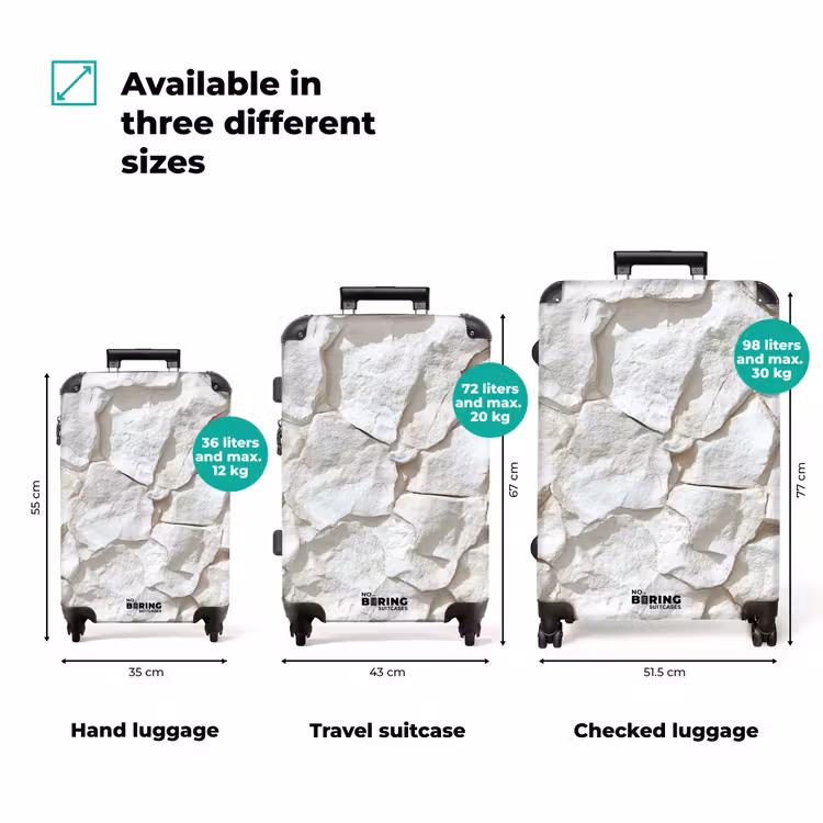 Structuur - Rots - Wit NBS - Handbagage koffer - Volwassenen Unisex middel zzzzzzVergelijking_3EN