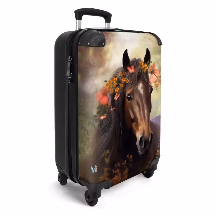 Koffer - Paard - Dieren - Bloemen - Bos - Vlinder NBS - Handbagage koffer - Unisex middel -productfoto_3d