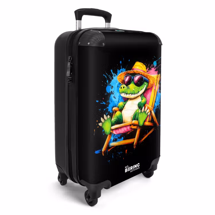 Zomerse krokodil met graffiti NBS - Handbagage koffer - Unisex middel -productfoto_3d