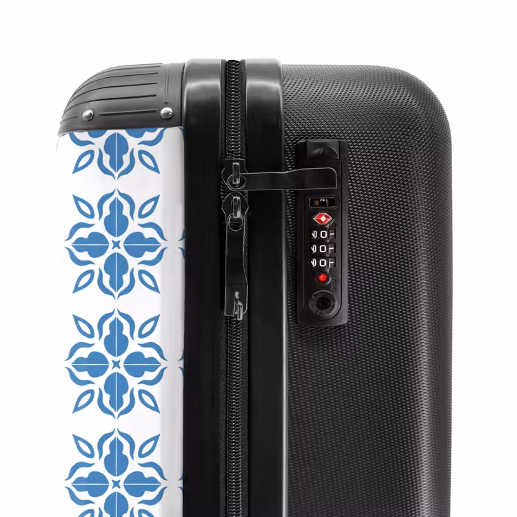Zomer tegel print blauw NBS - Handbagage koffer - Volwassenen Unisex middel -slot