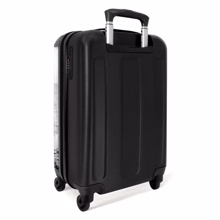 Zonnehoed - Strand - Zwart - Wit NBS - Handbagage koffer - Volwassenen Unisex middel -achterkant