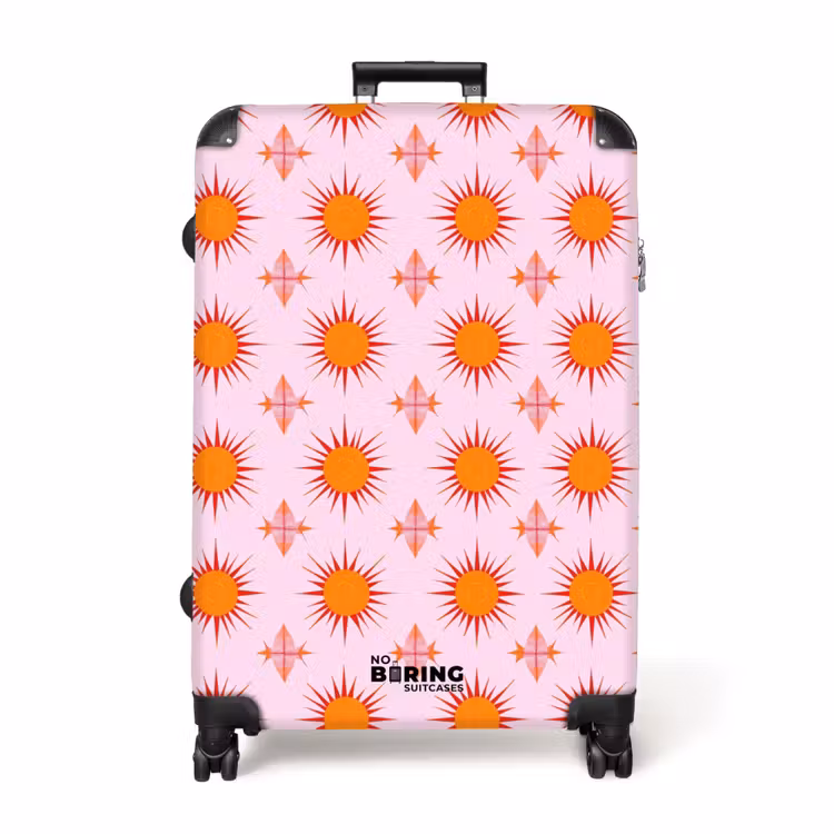 Zon - Patroon - Roze NBS - Handbagage koffer - Volwassenen Unisex middel -productfoto_recht