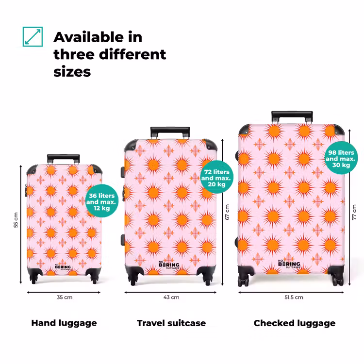 Zon - Patroon - Roze NBS - Handbagage koffer - Volwassenen Unisex middel zzzzzzVergelijking_3EN