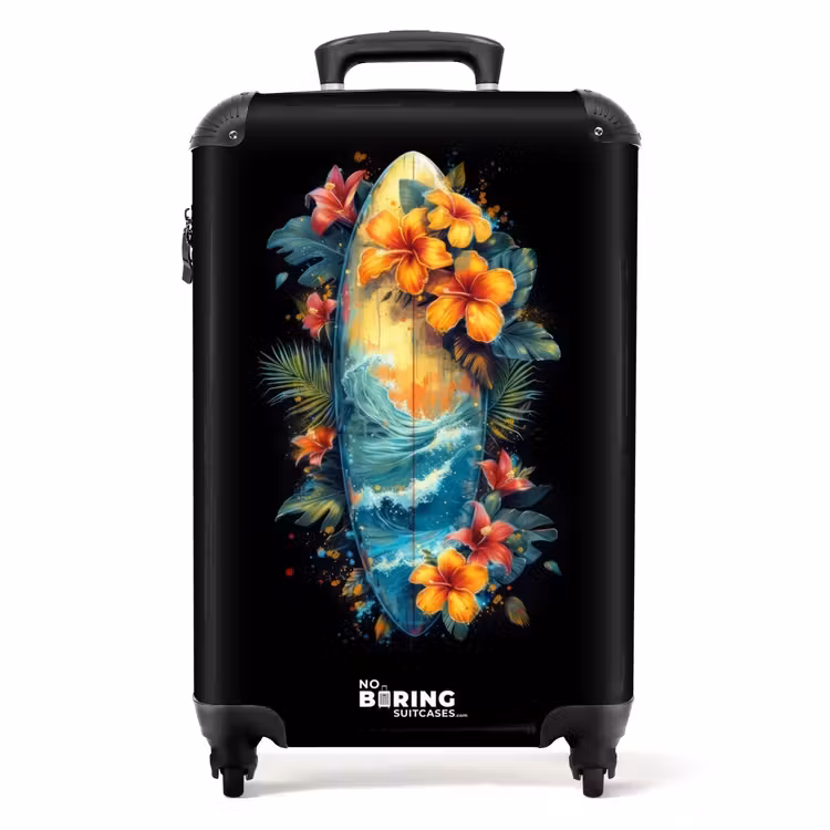 Surfplank Omringd door Bloemen NBS - Handbagage koffer - Unisex middel -productfoto_recht