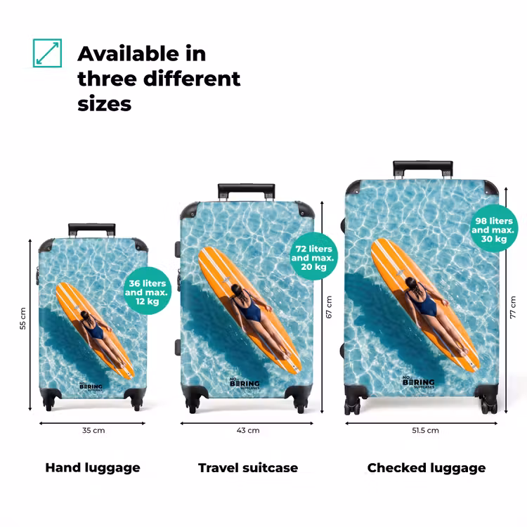 Surfboard - Water - Badpak - Oranje NBS - Handbagage koffer - Volwassenen Unisex middel zzzzzzVergelijking_3EN