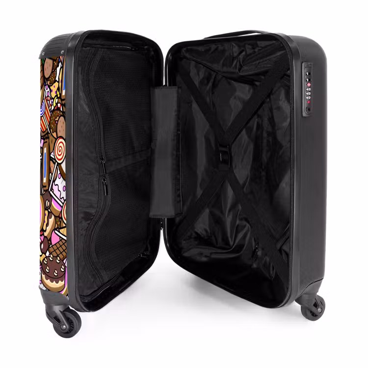 Zoete Snoepwereld NBS - Handbagage koffer - Unisex middel -binnenkant