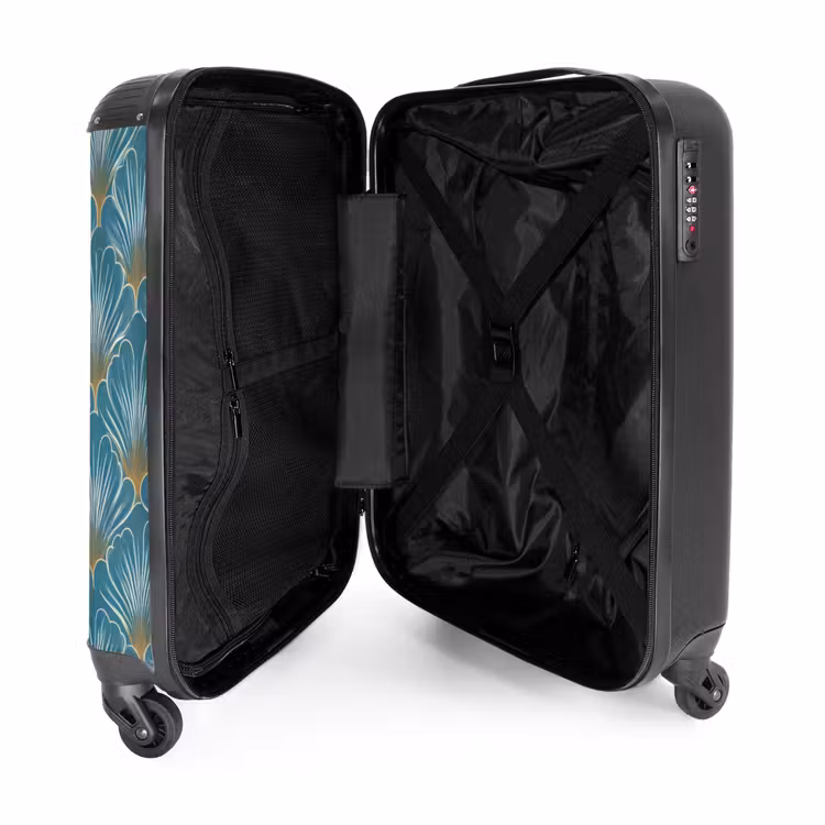 Symmetrisch - Patroon - Blauw NBS - Handbagage koffer - Volwassenen Unisex middel -binnenkant