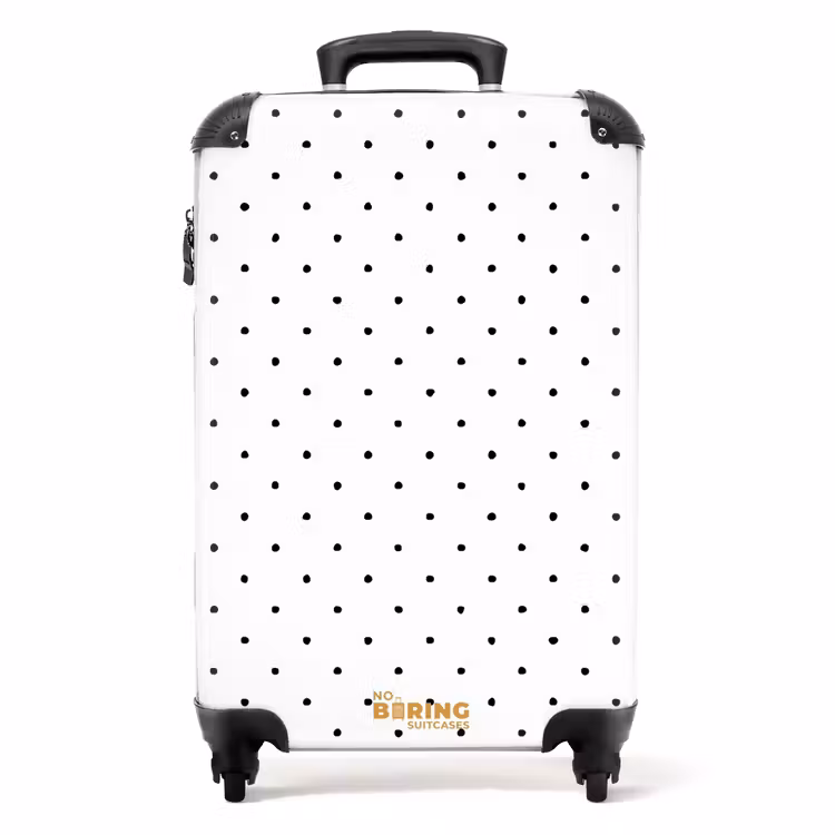 Symmetrisch geplaatste zwarte stipjes over een witte achtergrond NBS - Handbagage koffer - Volwassenen Unisex middel -productfoto_recht