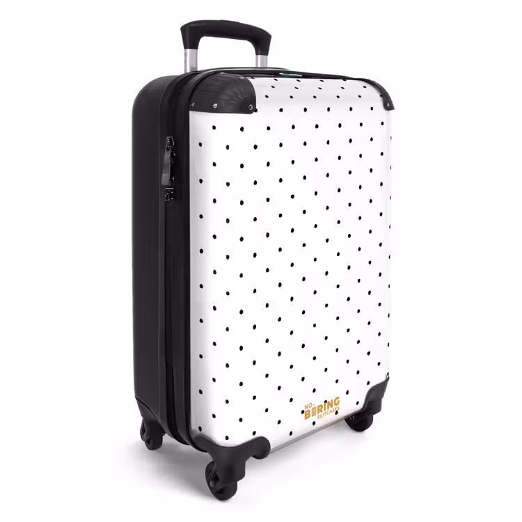 Symmetrisch geplaatste zwarte stipjes over een witte achtergrond NBS - Handbagage koffer - Volwassenen Unisex middel -productfoto_3d