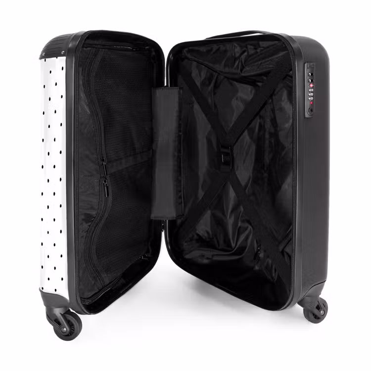 Symmetrisch geplaatste zwarte stipjes over een witte achtergrond NBS - Handbagage koffer - Volwassenen Unisex middel -binnenkant