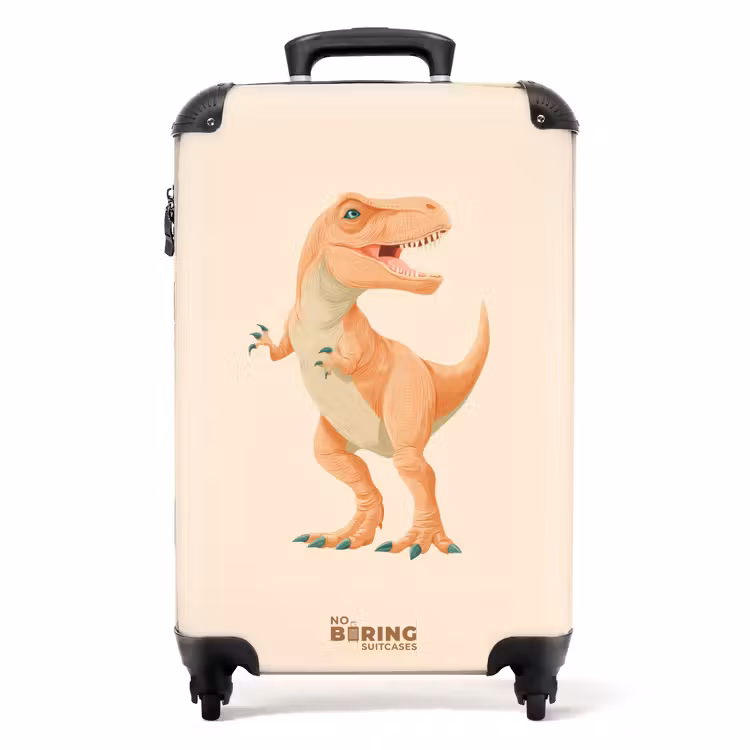 T-rex dino in oranje kleuren NBS - Handbagage koffer - Volwassenen Unisex middel -productfoto_recht