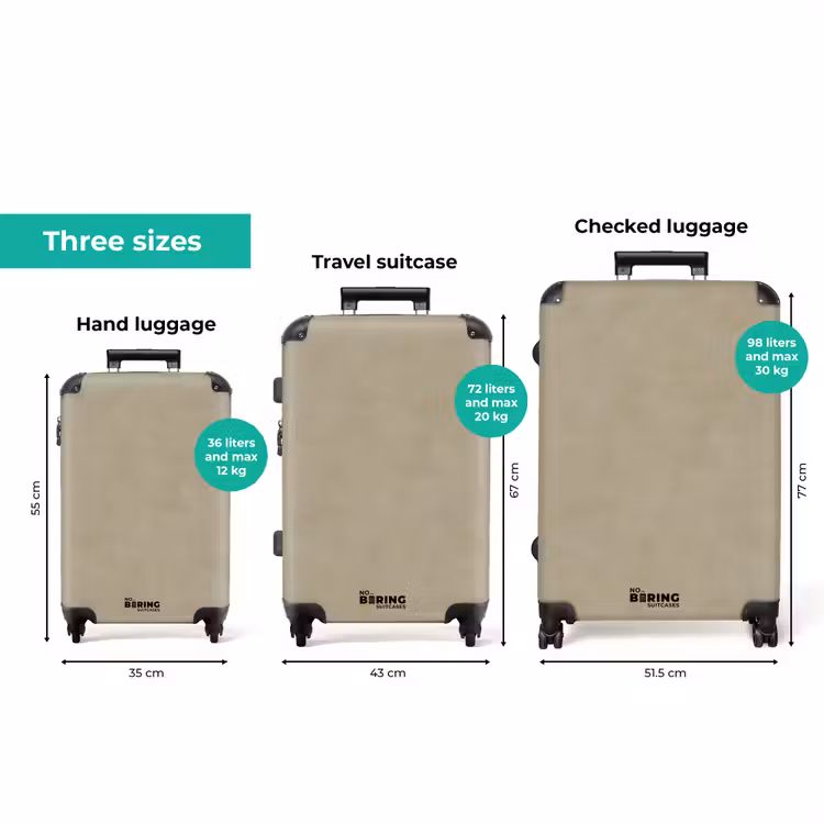 Taupekleur - Gewolkt textuur - Natuurlijk NBS - Handbagage koffer - Volwassenen Unisex middel zzzzzzVergelijking_3EN