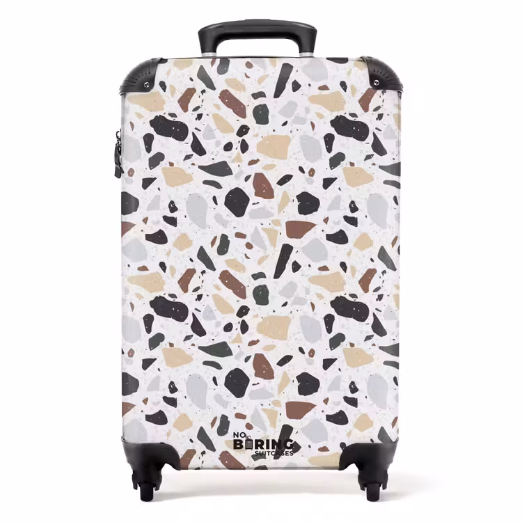 Terrazzo natuurlijk kleurpatroon NBS - Handbagage koffer - Volwassenen Unisex middel -productfoto_recht