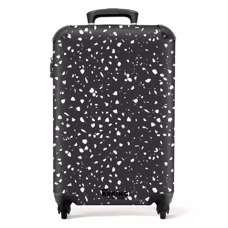 Terrazzo patroon zwart en wit NBS - Handbagage koffer - Volwassenen Unisex middel -productfoto_recht