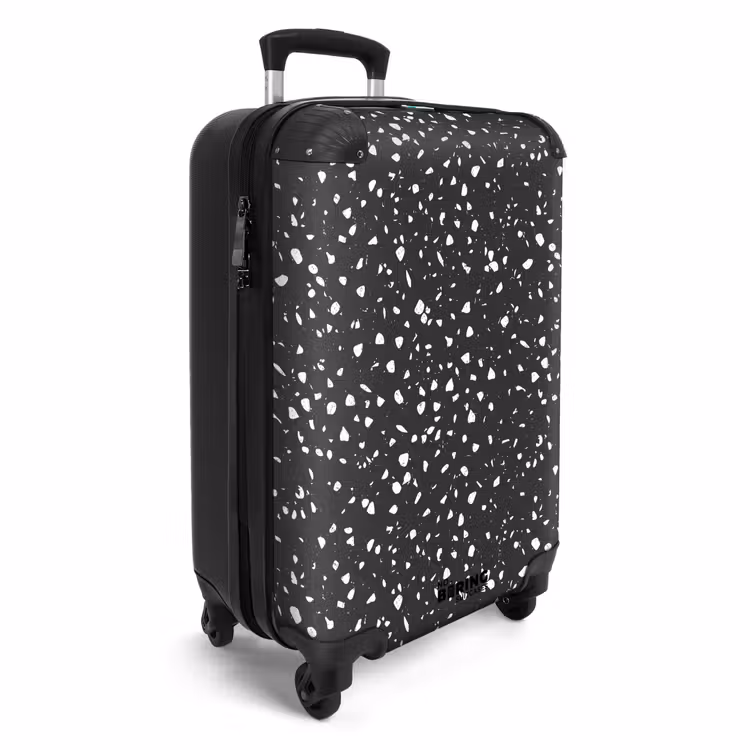 Terrazzo patroon zwart en wit NBS - Handbagage koffer - Volwassenen Unisex middel -productfoto_3d