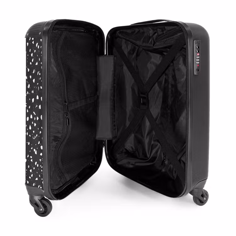 Terrazzo patroon zwart en wit NBS - Handbagage koffer - Volwassenen Unisex middel -binnenkant