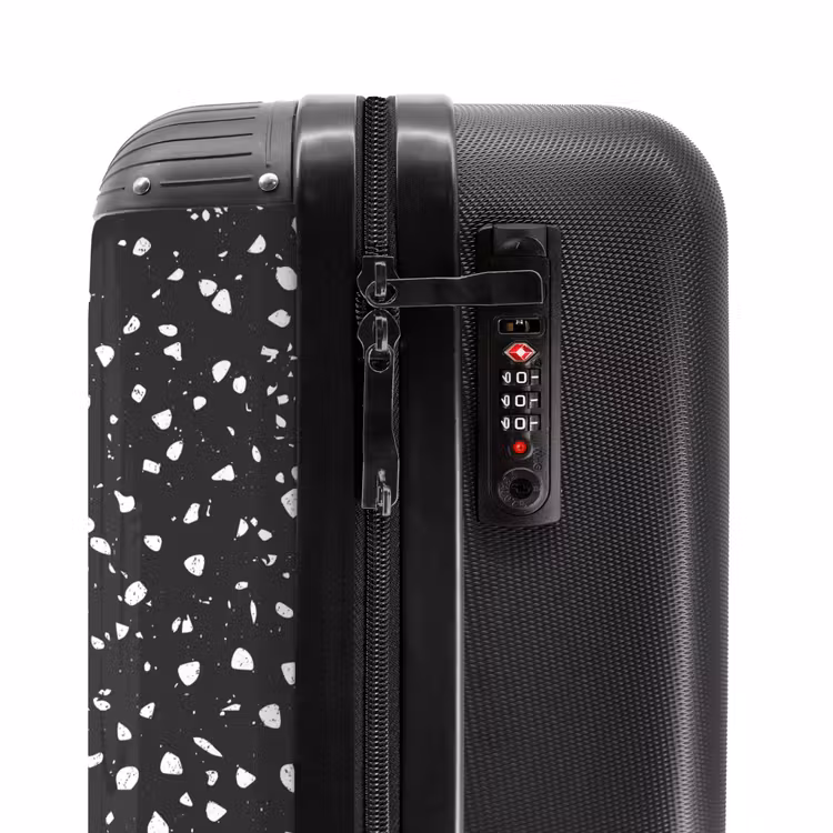 Terrazzo patroon zwart en wit NBS - Handbagage koffer - Volwassenen Unisex middel -slot