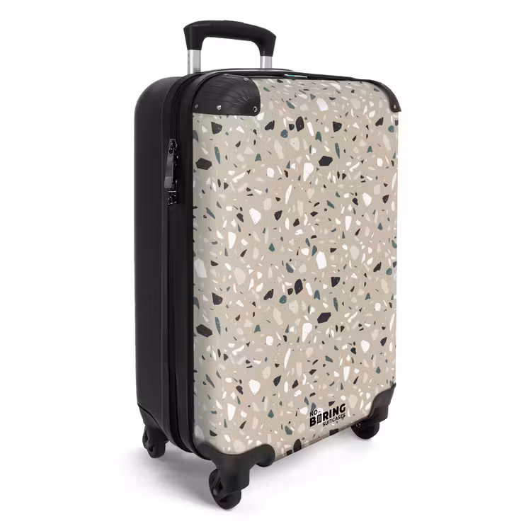 Terrazzo patroon kleurrijk grijs groen NBS - Handbagage koffer - Volwassenen Unisex middel -productfoto_3d