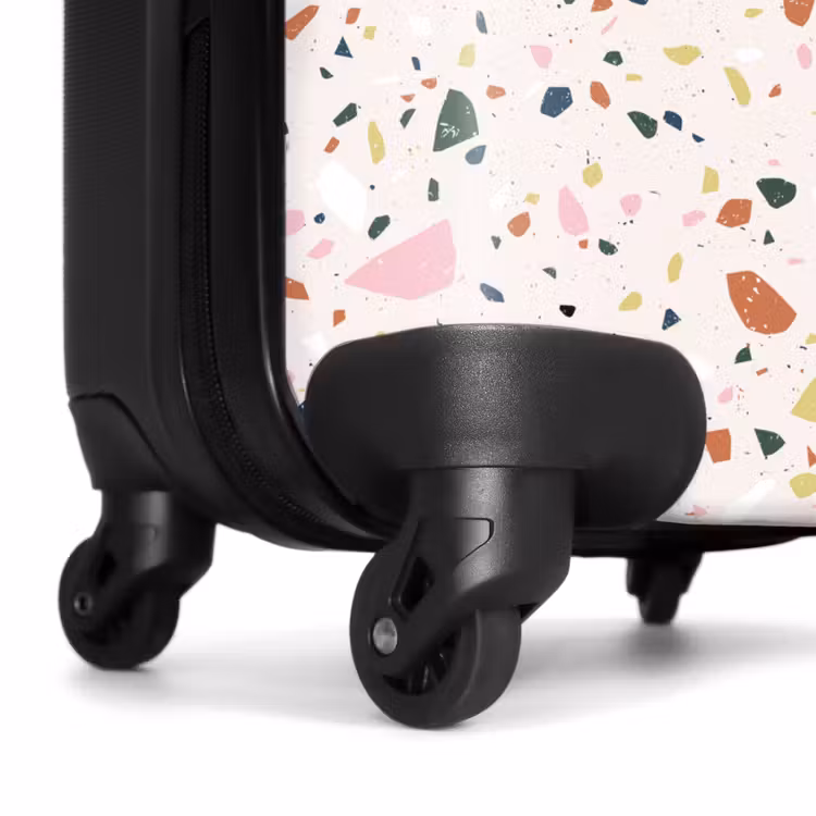 Terrazzo patroon kleurrijk licht roze NBS - Handbagage koffer - Volwassenen Unisex middel -wiel
