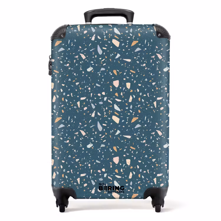 Terrazzo patroon groen met pastel NBS - Handbagage koffer - Volwassenen Unisex middel -productfoto_recht