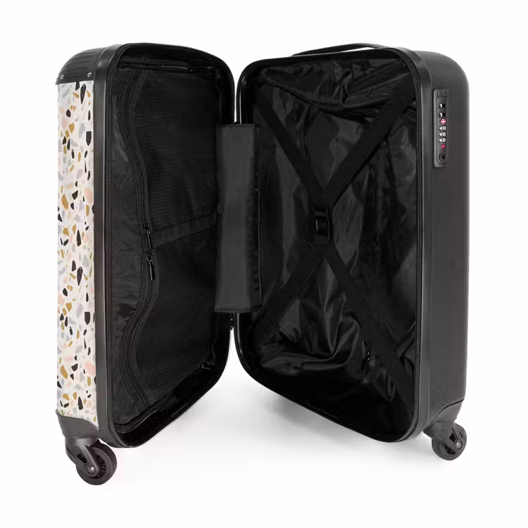 Terrazzo patroon veelkleurig NBS - Handbagage koffer - Volwassenen Unisex middel -binnenkant