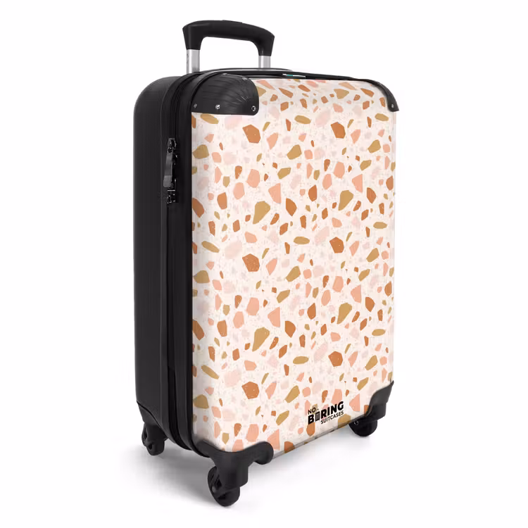 Terrazzo patroon veelkleurig beige roze NBS - Handbagage koffer - Volwassenen Unisex middel -productfoto_3d