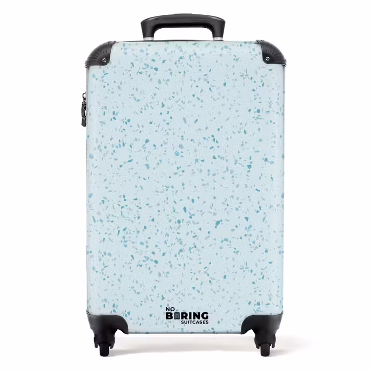 Terrazzo patroon veelkleurig blauw en groen NBS - Handbagage koffer - Volwassenen Unisex middel -productfoto_recht