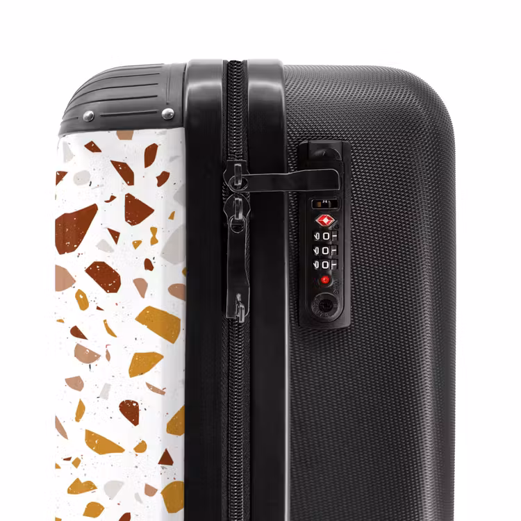 Terrazzo patroon veelkleurig oker en roest NBS - Handbagage koffer - Volwassenen Unisex middel -slot