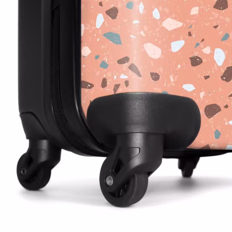 Terrazzo patroon veelkleurig roze NBS - Handbagage koffer - Volwassenen Unisex middel -wiel