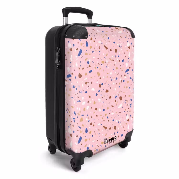 Terrazzo patroon veelkleurig roze en blauw NBS - Handbagage koffer - Volwassenen Unisex middel -productfoto_3d