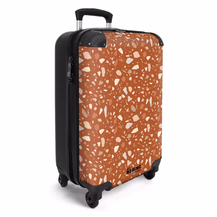 Terrazzo patroon veelkleurig terracotta NBS - Handbagage koffer - Volwassenen Unisex middel -productfoto_3d