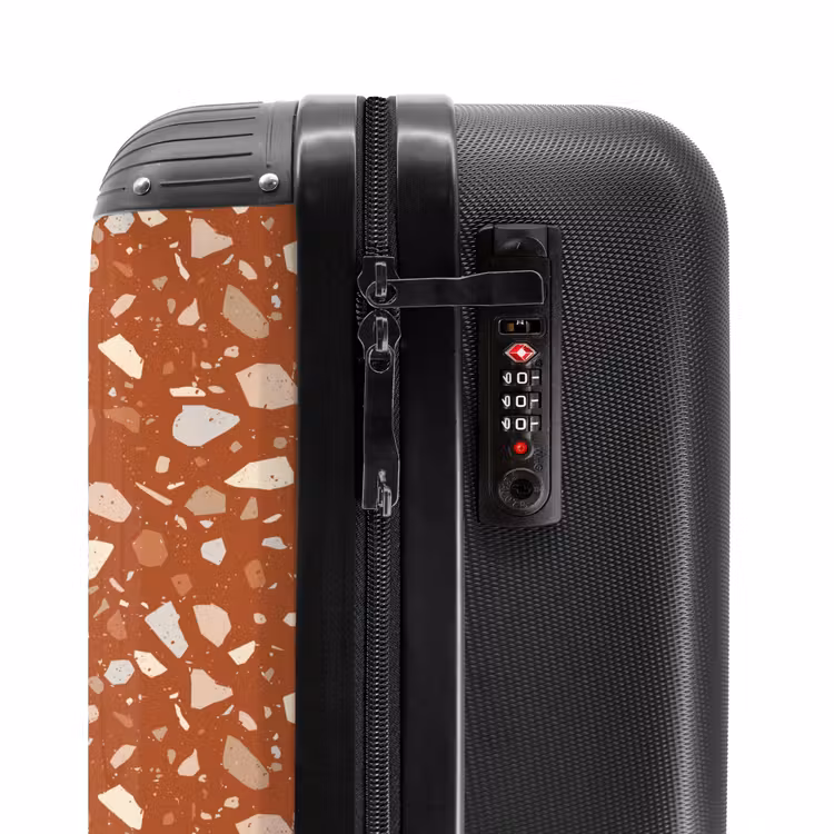 Terrazzo patroon veelkleurig terracotta NBS - Handbagage koffer - Volwassenen Unisex middel -slot