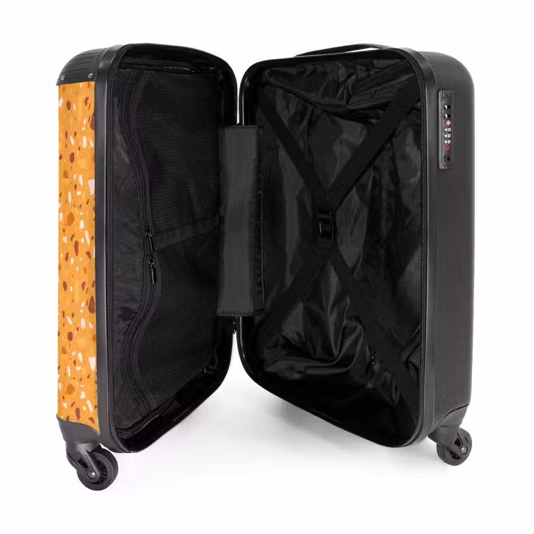 Terrazzo patroon veelkleurig geel NBS - Handbagage koffer - Volwassenen Unisex middel -binnenkant