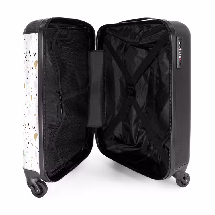 Terrazzo patroon neutraal NBS - Handbagage koffer - Volwassenen Unisex middel -binnenkant