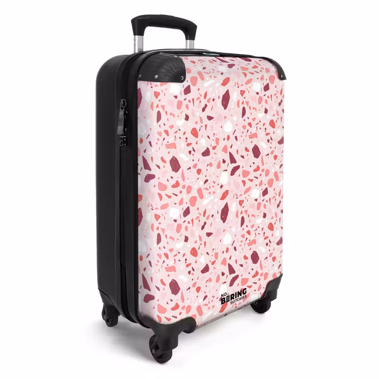 Terrazzo patroon roze NBS - Handbagage koffer - Volwassenen Unisex middel -productfoto_3d