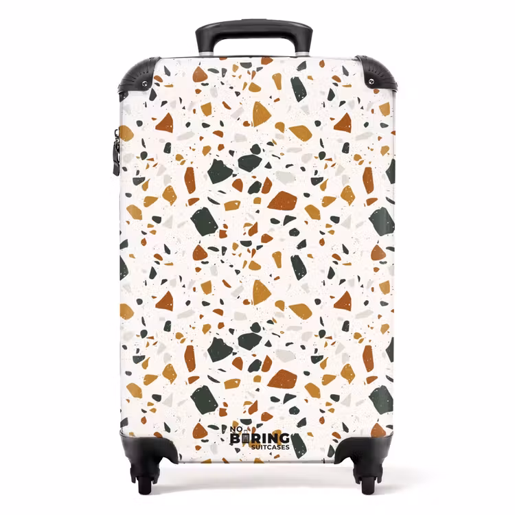 Terrazzo patroon roest oker NBS - Handbagage koffer - Volwassenen Unisex middel -productfoto_recht