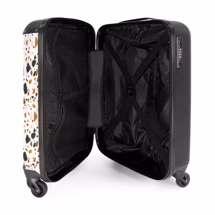 Terrazzo patroon roest oker NBS - Handbagage koffer - Volwassenen Unisex middel -binnenkant