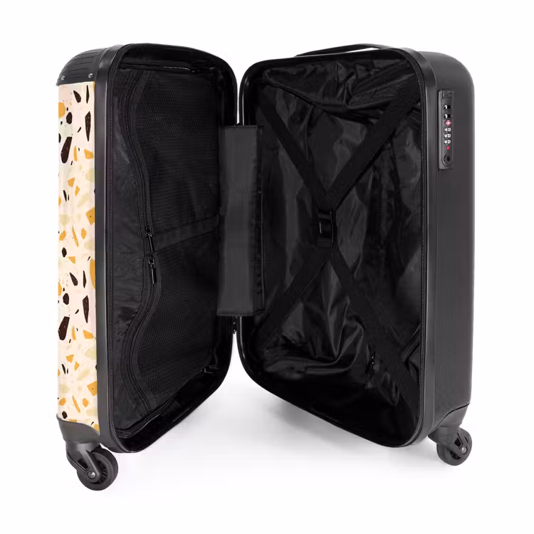 Terrazzo patroon geel NBS - Handbagage koffer - Volwassenen Unisex middel -binnenkant