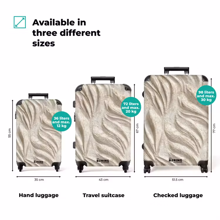 Textuur - Reliëf - Beige NBS - Handbagage koffer - Volwassenen Unisex middel zzzzzzVergelijking_3EN