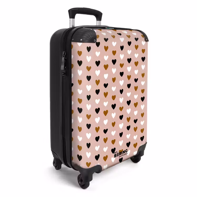 Driekleurige hartjesrijen NBS - Handbagage koffer - Volwassenen Unisex middel -productfoto_3d