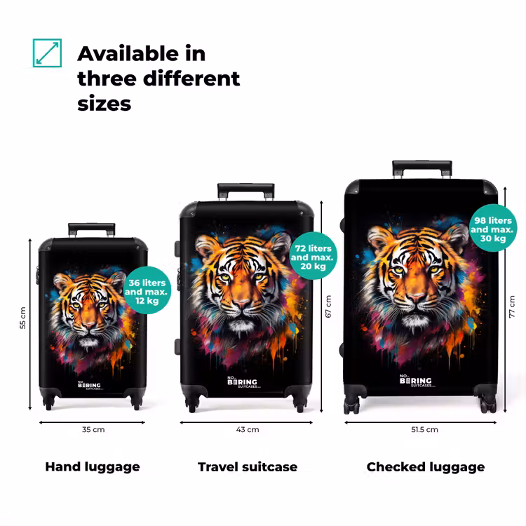 Tijger als street art kunstwerk NBS - Handbagage koffer - Volwassenen Unisex middel zzzzzzVergelijking_3EN