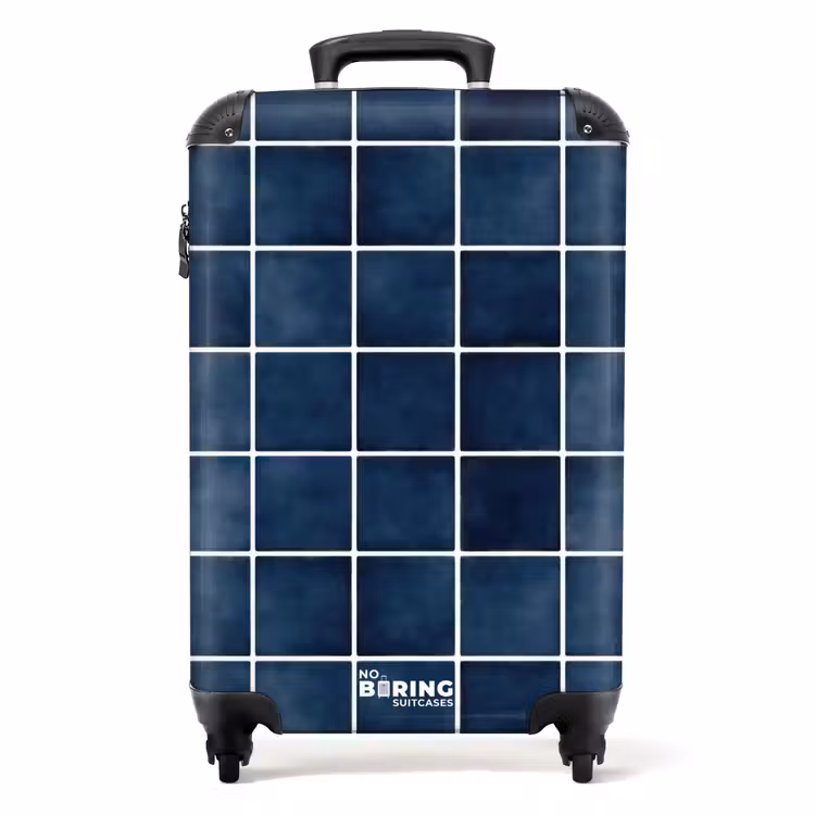 Tegel - Modern - Blauw NBS - Handbagage koffer - Volwassenen Unisex middel -productfoto_recht