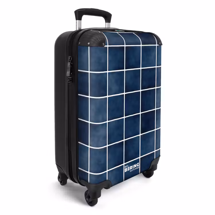 Tegel - Modern - Blauw NBS - Handbagage koffer - Volwassenen Unisex middel -productfoto_3d