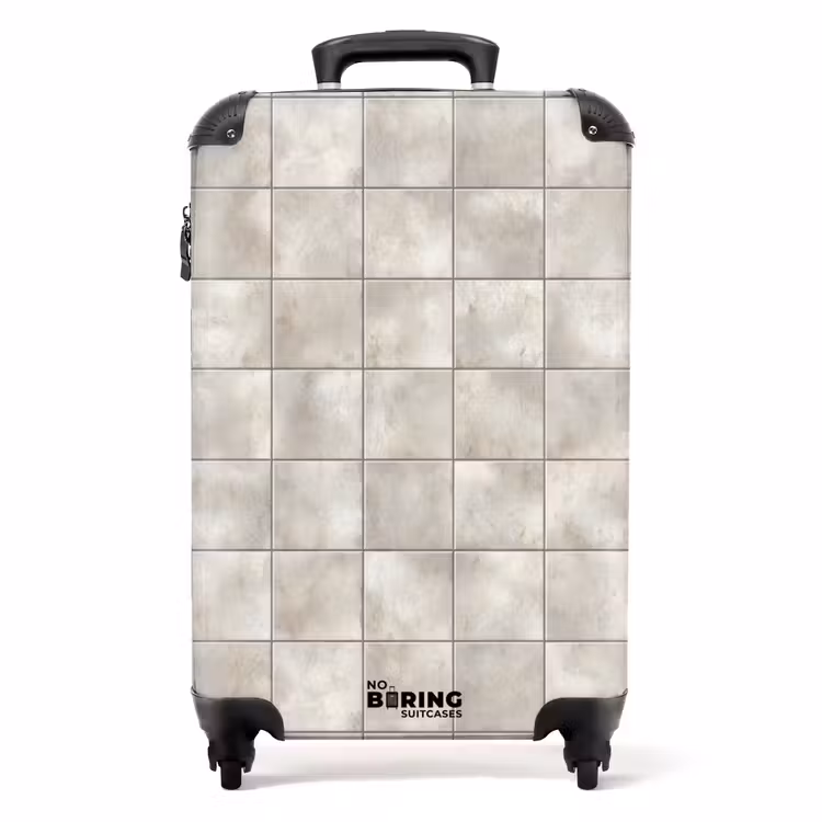 Tegels - Natuurlijk - Grijs NBS - Handbagage koffer - Volwassenen Unisex middel -productfoto_recht