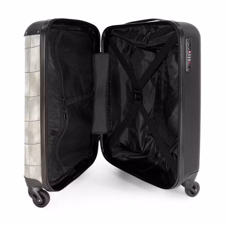 Tegels - Natuurlijk - Grijs NBS - Handbagage koffer - Volwassenen Unisex middel -binnenkant
