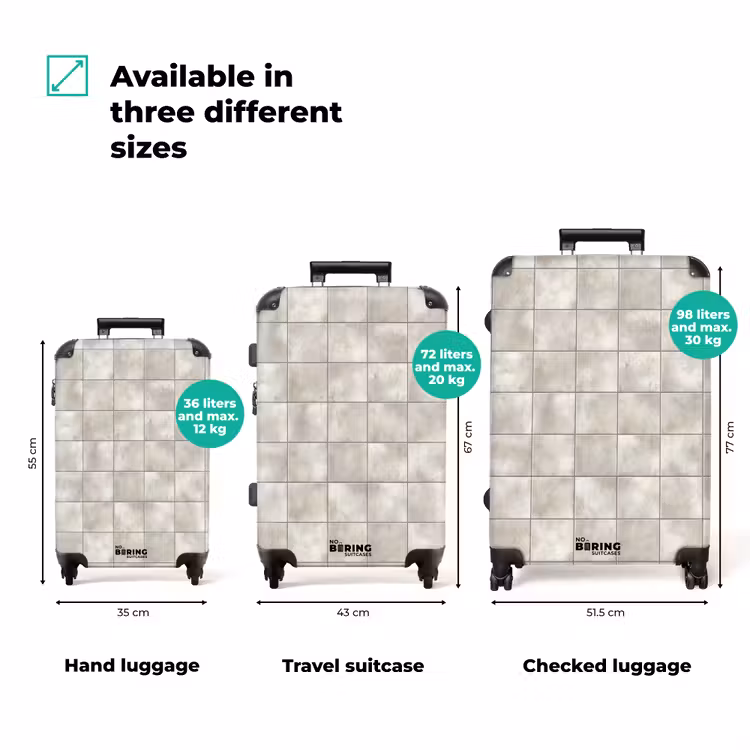 Tegels - Natuurlijk - Grijs NBS - Handbagage koffer - Volwassenen Unisex middel zzzzzzVergelijking_3EN